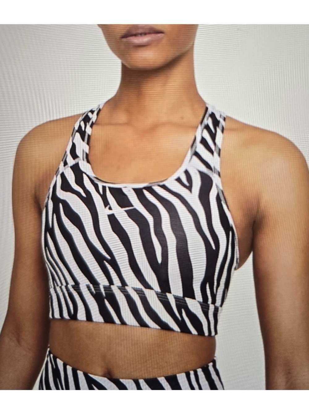 Nike Zebra-Print Racerback Sports Bra & Biker Short Set - Black & White